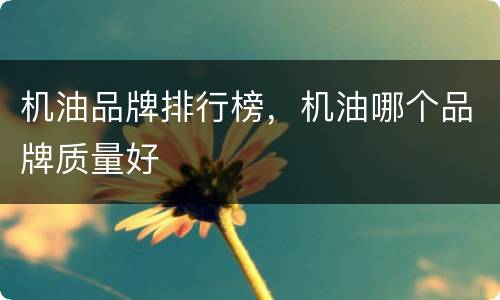 机油品牌排行榜，机油哪个品牌质量好