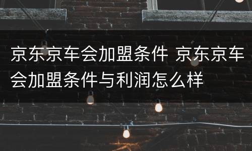 京东京车会加盟条件 京东京车会加盟条件与利润怎么样