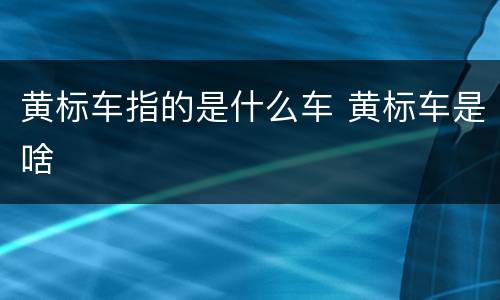黄标车指的是什么车 黄标车是啥