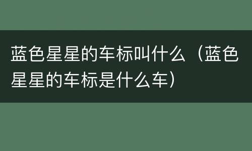 蓝色星星的车标叫什么（蓝色星星的车标是什么车）