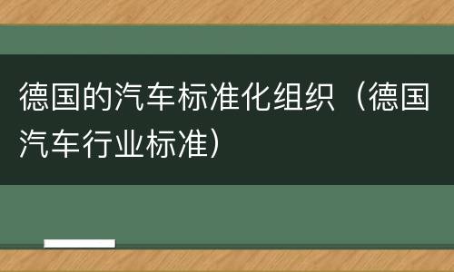 德国的汽车标准化组织（德国汽车行业标准）