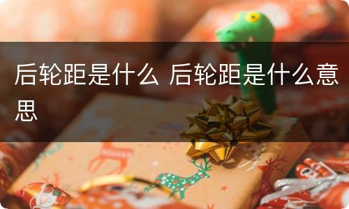 后轮距是什么 后轮距是什么意思
