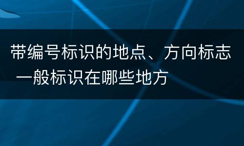 带编号标识的地点、方向标志 一般标识在哪些地方