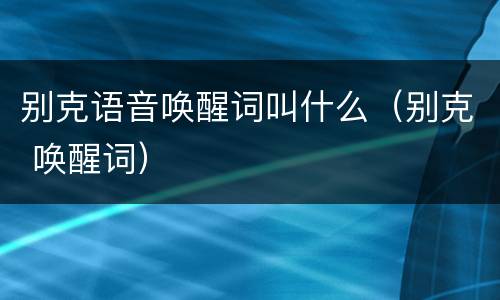 别克语音唤醒词叫什么（别克 唤醒词）