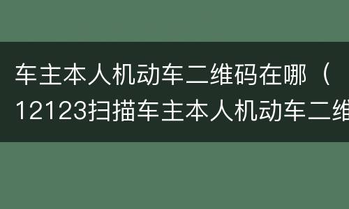 车主本人机动车二维码在哪（12123扫描车主本人机动车二维码在哪）