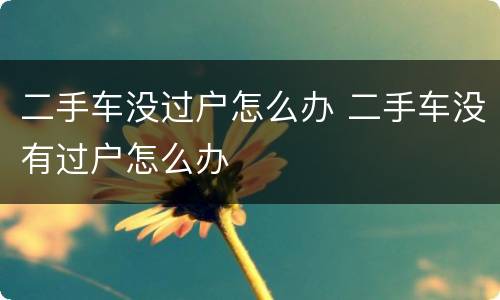 二手车没过户怎么办 二手车没有过户怎么办