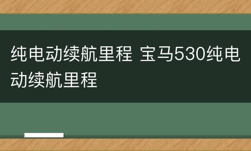 纯电动续航里程 宝马530纯电动续航里程