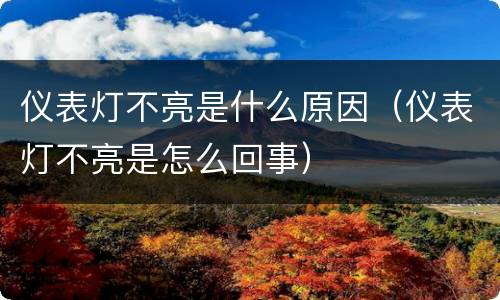 仪表灯不亮是什么原因（仪表灯不亮是怎么回事）