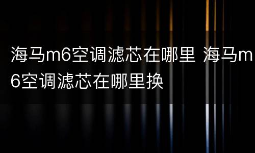 海马m6空调滤芯在哪里 海马m6空调滤芯在哪里换