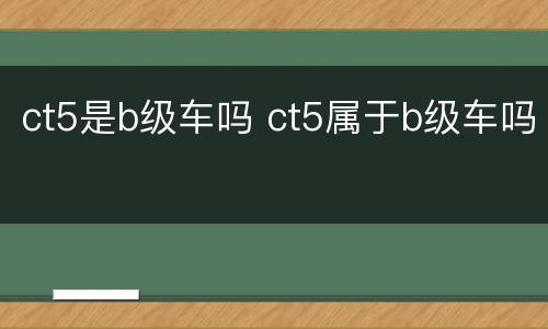 ct5是b级车吗 ct5属于b级车吗