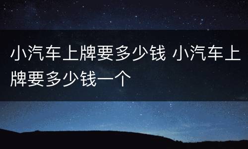 小汽车上牌要多少钱 小汽车上牌要多少钱一个