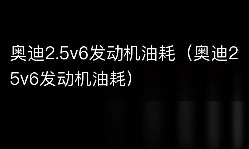 奥迪2.5v6发动机油耗（奥迪25v6发动机油耗）