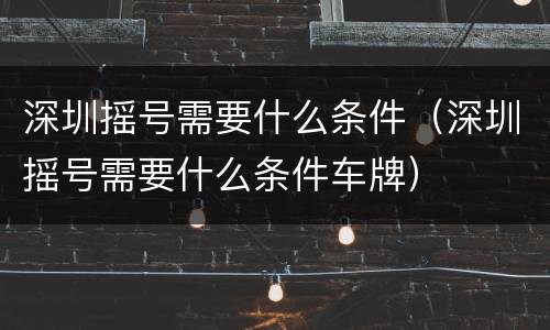 深圳摇号需要什么条件（深圳摇号需要什么条件车牌）