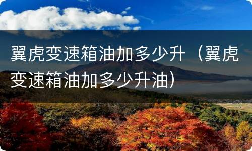 翼虎变速箱油加多少升（翼虎变速箱油加多少升油）