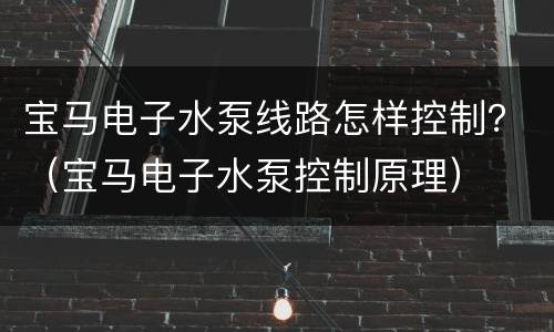 宝马电子水泵线路怎样控制？（宝马电子水泵控制原理）