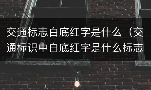 交通标志白底红字是什么（交通标识中白底红字是什么标志）
