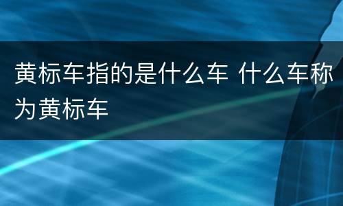 黄标车指的是什么车 什么车称为黄标车