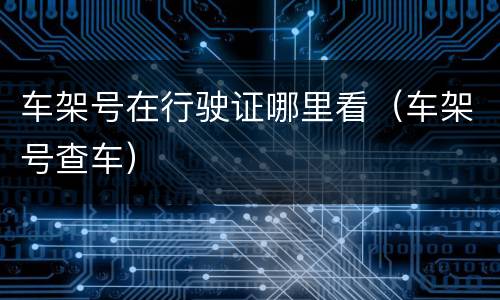 车架号在行驶证哪里看（车架号查车）