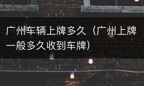 广州车辆上牌多久（广州上牌一般多久收到车牌）