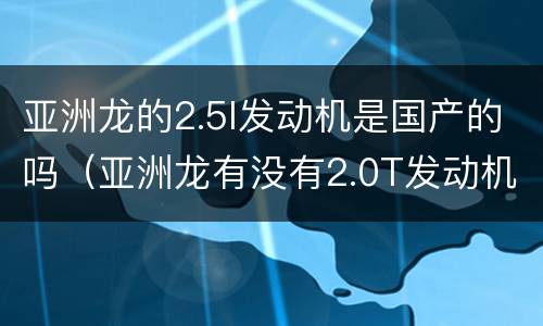 亚洲龙的2.5l发动机是国产的吗（亚洲龙有没有2.0T发动机）