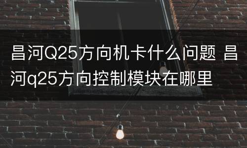 昌河Q25方向机卡什么问题 昌河q25方向控制模块在哪里