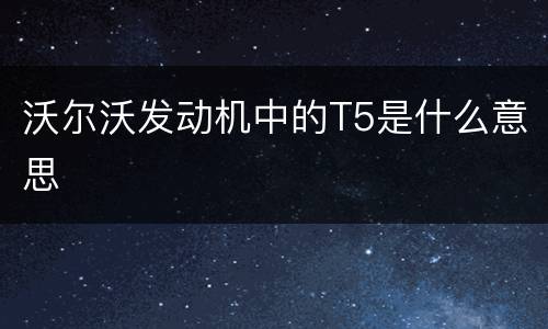 沃尔沃发动机中的T5是什么意思