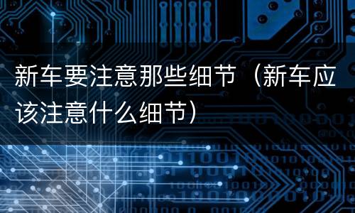 新车要注意那些细节（新车应该注意什么细节）