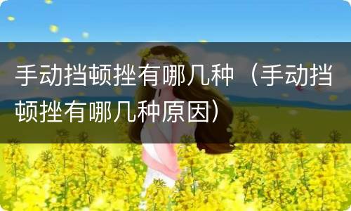 手动挡顿挫有哪几种（手动挡顿挫有哪几种原因）