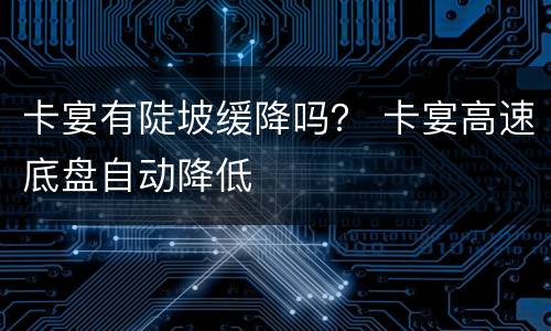 卡宴有陡坡缓降吗？ 卡宴高速底盘自动降低