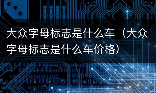 大众字母标志是什么车（大众字母标志是什么车价格）