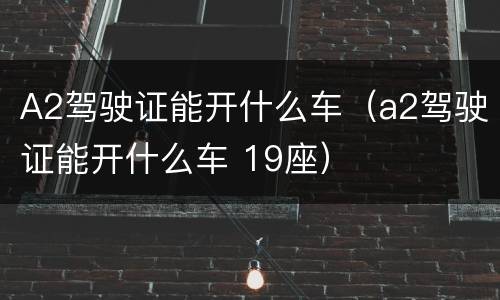 A2驾驶证能开什么车（a2驾驶证能开什么车 19座）