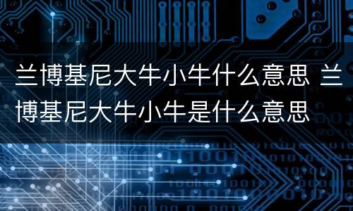兰博基尼大牛小牛什么意思 兰博基尼大牛小牛是什么意思