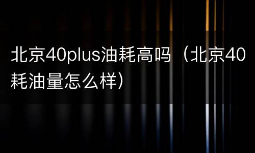 北京40plus油耗高吗（北京40耗油量怎么样）