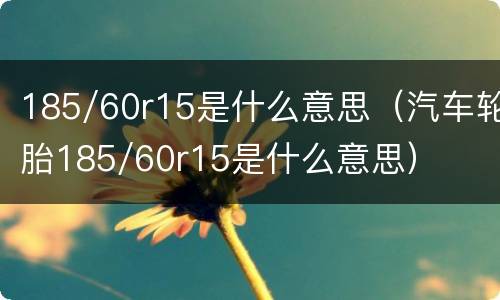 185/60r15是什么意思（汽车轮胎185/60r15是什么意思）