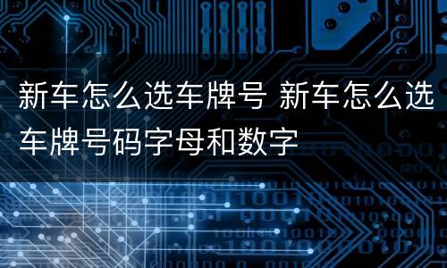 新车怎么选车牌号 新车怎么选车牌号码字母和数字