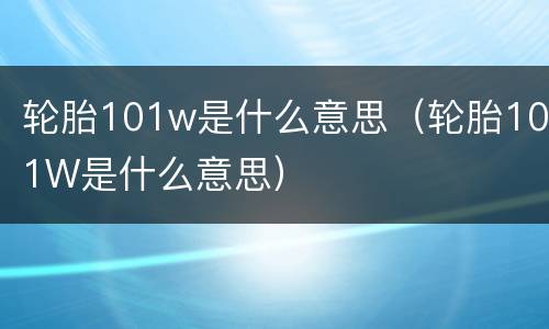 轮胎101w是什么意思（轮胎101W是什么意思）