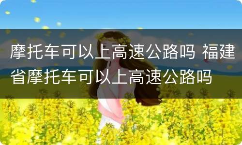 摩托车可以上高速公路吗 福建省摩托车可以上高速公路吗