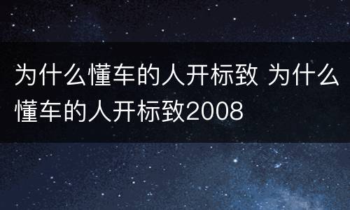 为什么懂车的人开标致 为什么懂车的人开标致2008