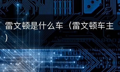 雷文顿是什么车（雷文顿车主）