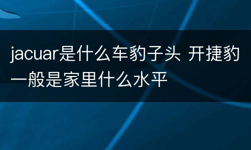 jacuar是什么车豹子头 开捷豹一般是家里什么水平