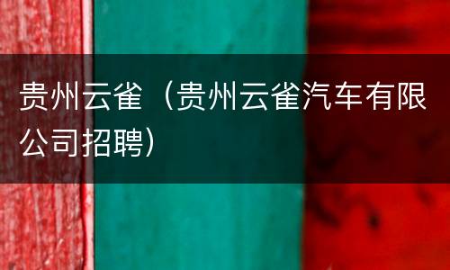 贵州云雀（贵州云雀汽车有限公司招聘）