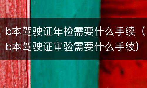 b本驾驶证年检需要什么手续（b本驾驶证审验需要什么手续）
