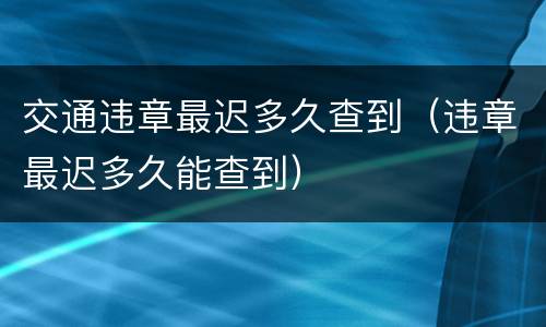 交通违章最迟多久查到（违章最迟多久能查到）