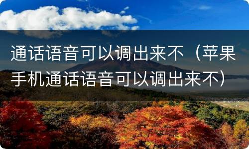 通话语音可以调出来不（苹果手机通话语音可以调出来不）