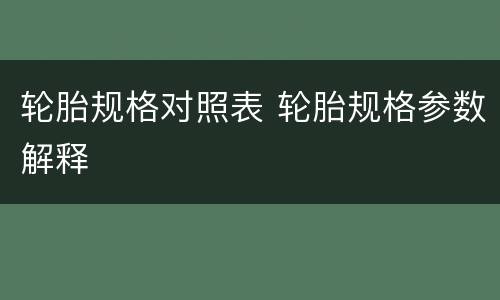 轮胎规格对照表 轮胎规格参数解释