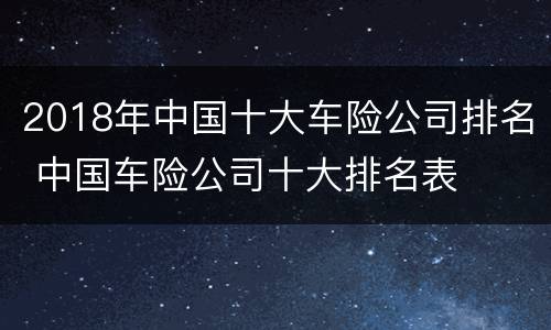 2018年中国十大车险公司排名 中国车险公司十大排名表