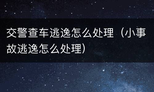 交警查车逃逸怎么处理（小事故逃逸怎么处理）