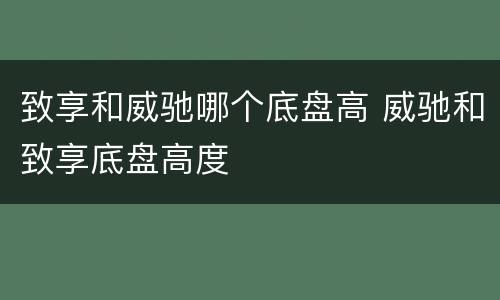 致享和威驰哪个底盘高 威驰和致享底盘高度