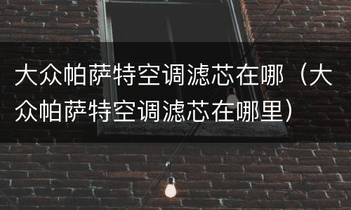 大众帕萨特空调滤芯在哪（大众帕萨特空调滤芯在哪里）