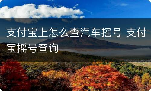 支付宝上怎么查汽车摇号 支付宝摇号查询